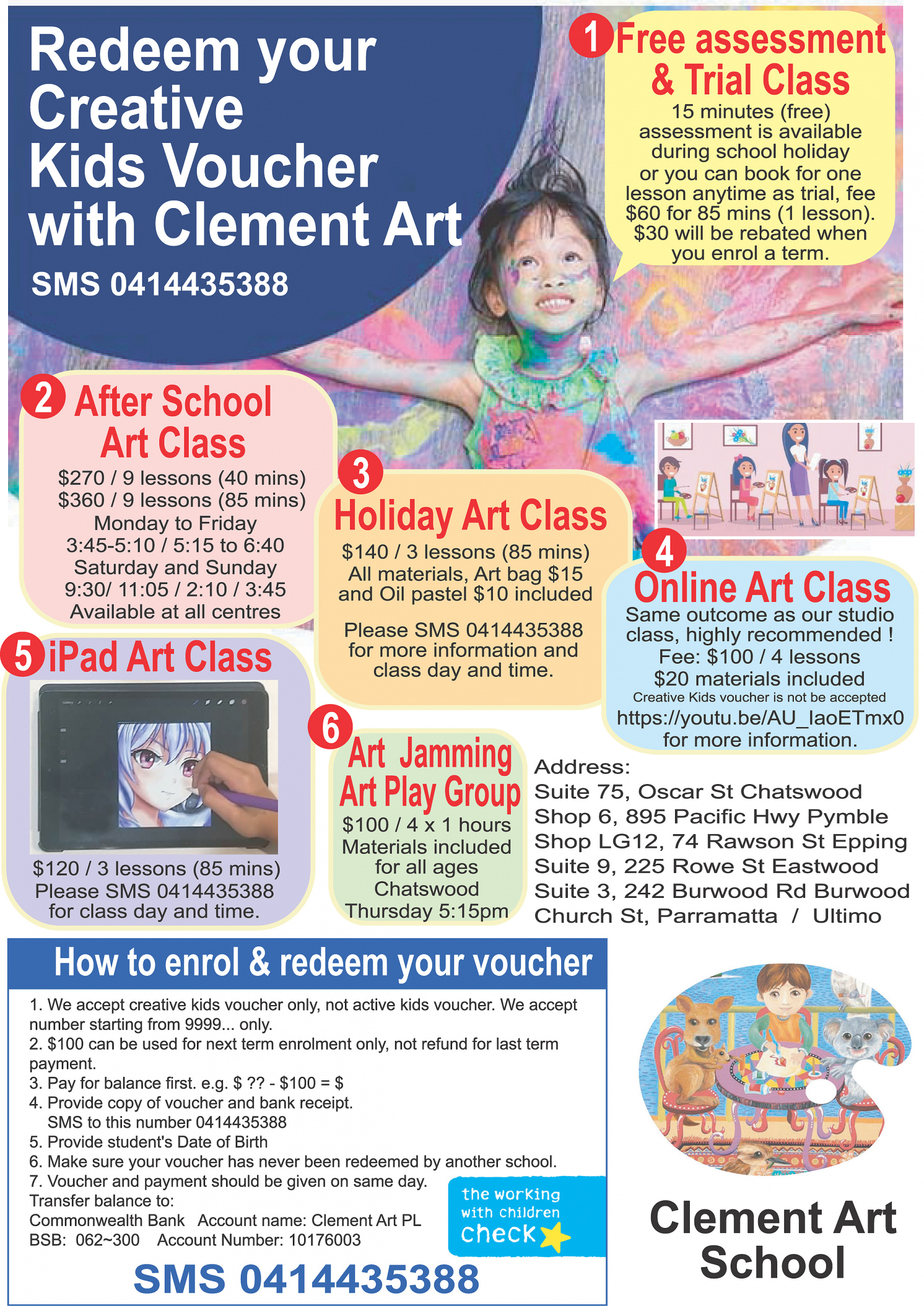 Creative kids voucher for art class | Clement Art School